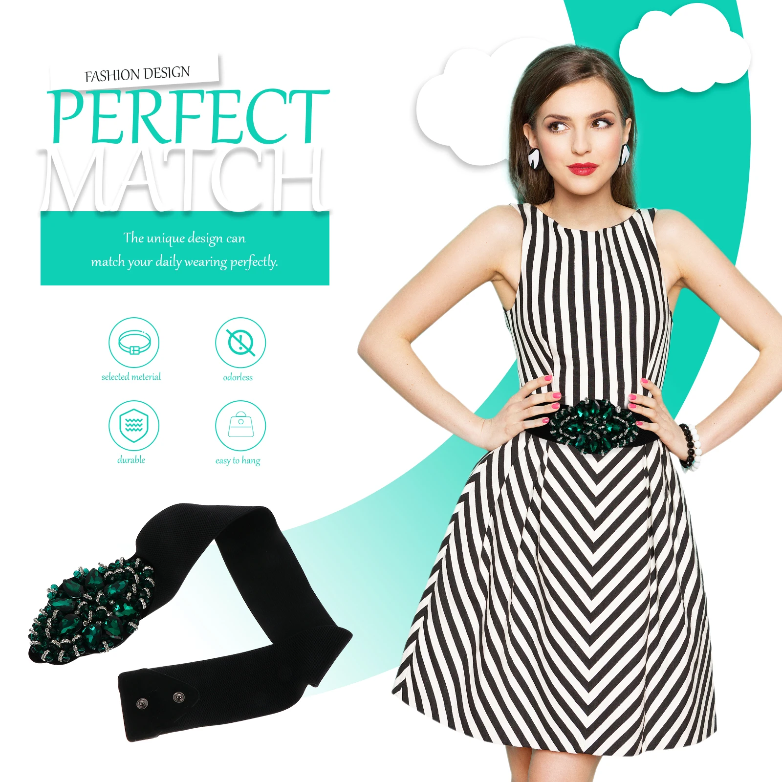 

Elastic Rhinestone Waist Belt Women Fashion Wide Waistb Adjustable Belt for Dress Tights Jeans Shorts trousers