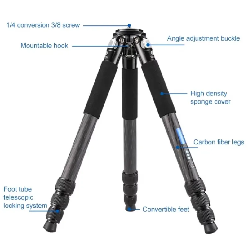 BEXIN RC334 Portable Collapsible Carbon Fiber C amera Tripod with K44 Panoramic Ball Head