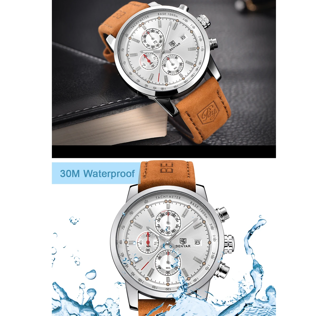 BENYAR موضة كرونوغراف رياضة رجالي ساعات العلامة التجارية الفاخرة ساعة كوارتز Reloj Hombre سات ساعة الذكور ساعة relogio Masculino #4