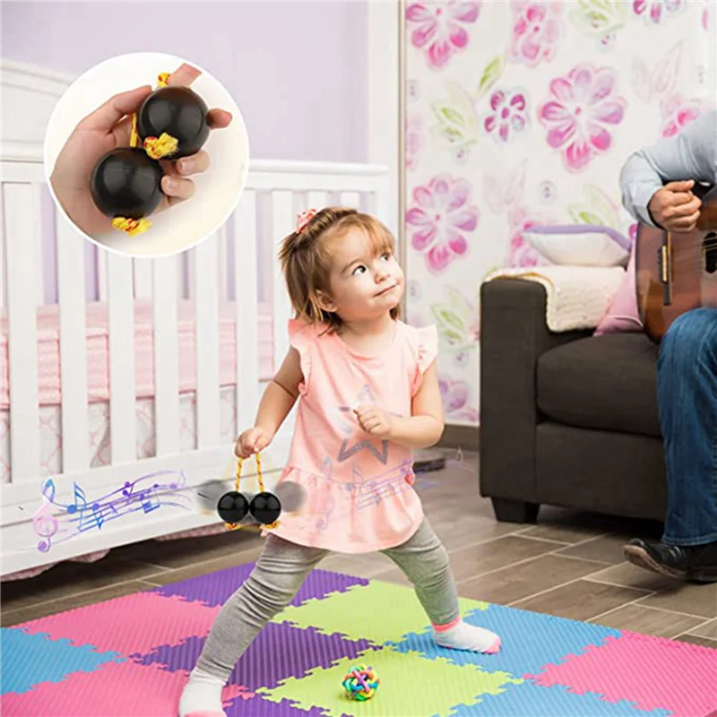 2 pares de bolas de ritmo, instrumentos de copa agitadora, sonajeros africanos clásicos, instrumentos de percusión manual (negro)