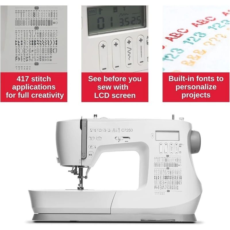 ماكينة خياطة اللحف المحوسبة C7250 مع طاولة تمديد ومجموعة ملحقات | 417 تطبيق غرزة، مدمج #3