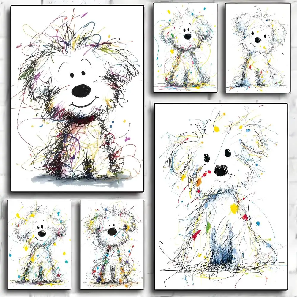 

Sloppy puppy Poster HD Art Mural Waterproof Wall Decor Durable DIY Home Decoration for Living Room Bedroom