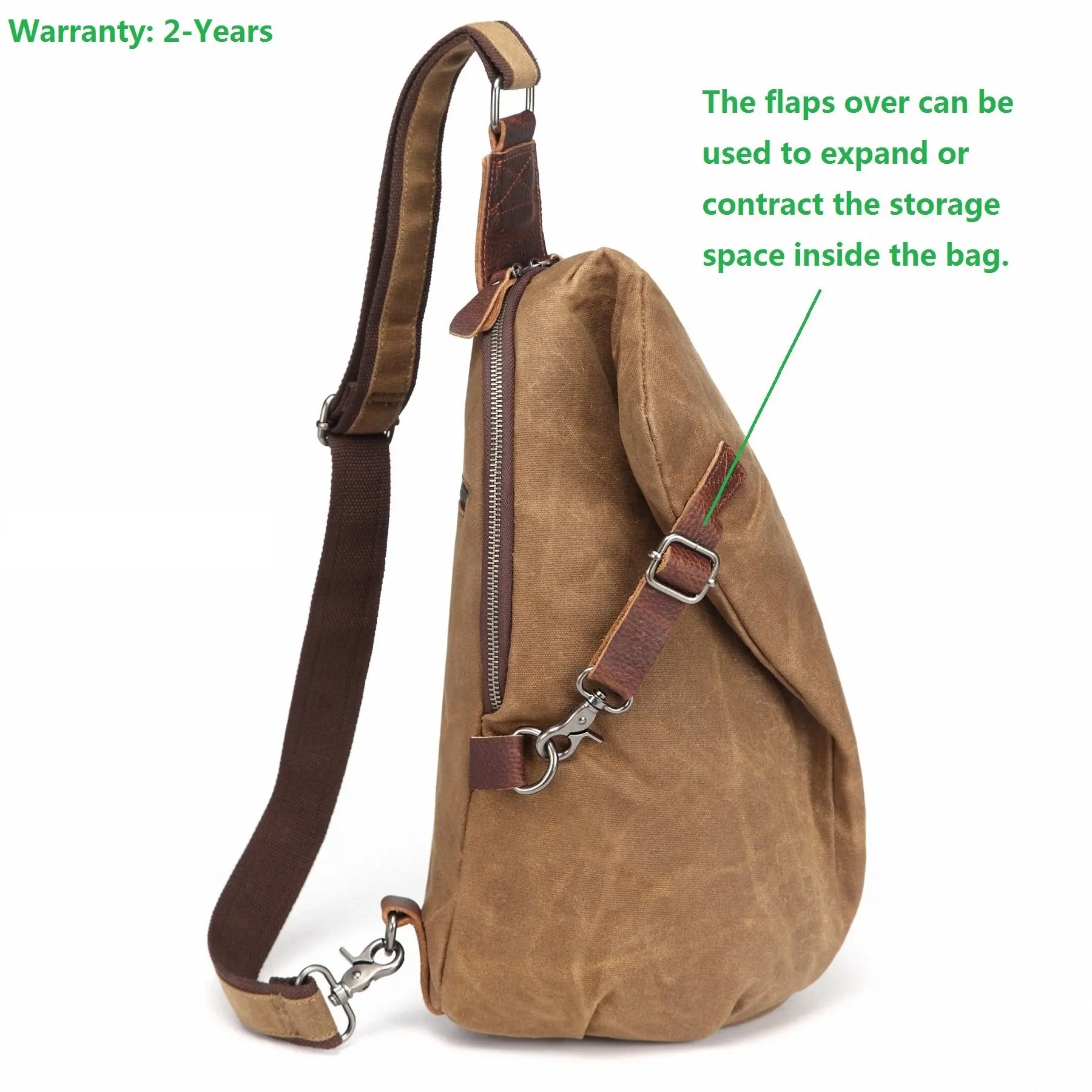 Unisex Sling Backpack Waxed Canvas Crossbody Bag 10 Liters