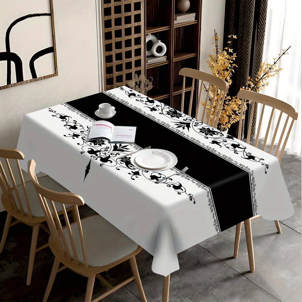 1pc Floral Patterned, Striped, Geometric Design Tablecloth, European Minimalist Rectangle Style, Suitable for Picnicszyc