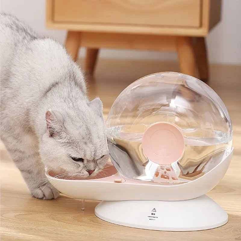 No plug-in Automatic cat water bowl transparent pet feeder food water dispenser with filter element snail design dog accessories