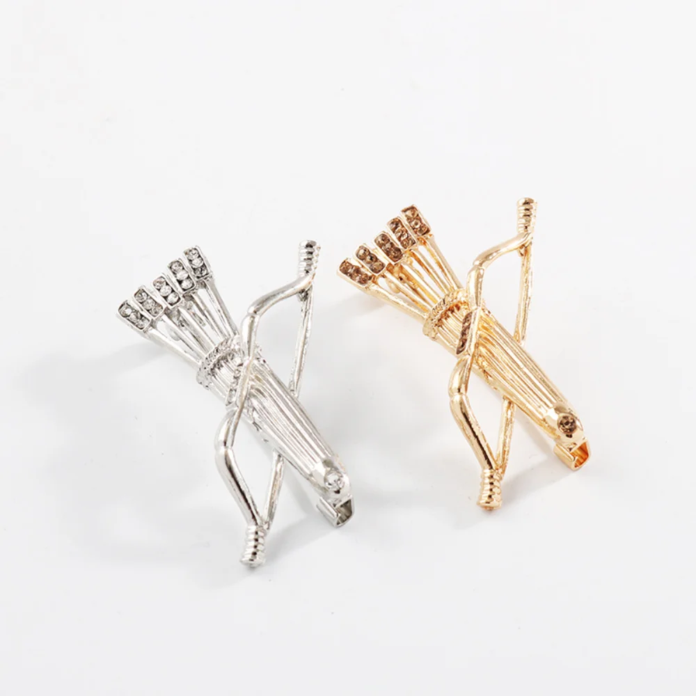 Vintage Bow and Arrow Brooch Pin Men's Suit Arrow Medal Unique Badge Shirt Collar Button Metal Pin Accessory