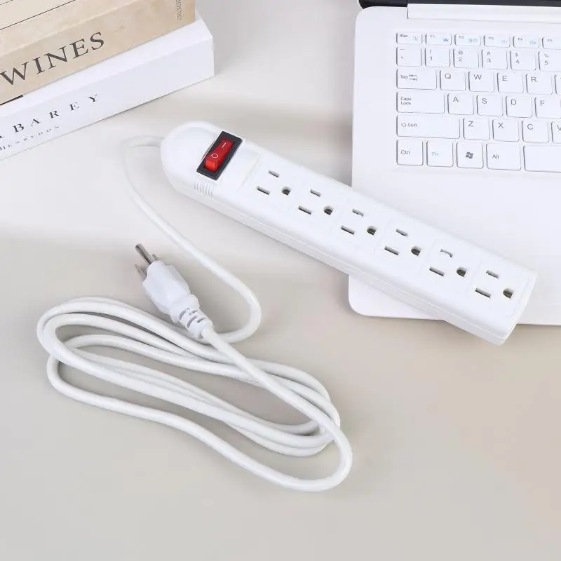 US Power Strip 6Outlet 2M Surge Protected Extension Cord On Off Switch Safe Socket For Home Office Dorm Electronic Charging-New
