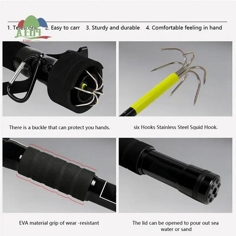 aed4-squid-gaff-crochet-d'ancrage-six-crochets-en-acier-au-carbone-crochet-de-calmar-telescopique-peche-en-mer-gaff-poulpe-seiche-barre-pointe-crochet