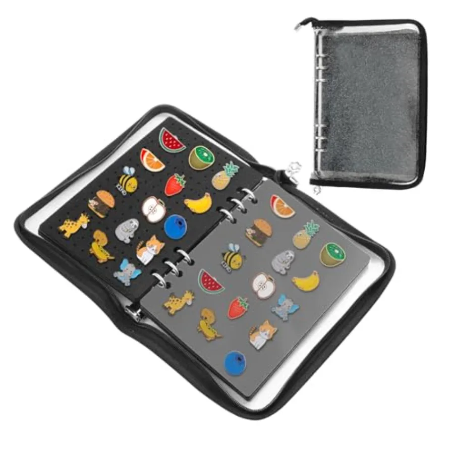 

Enamel Pin Display Book, Trading Pins Holder with 6-Page Display Boards A5 Brooch Mini Board Collection, Pin Storage Bag Binder