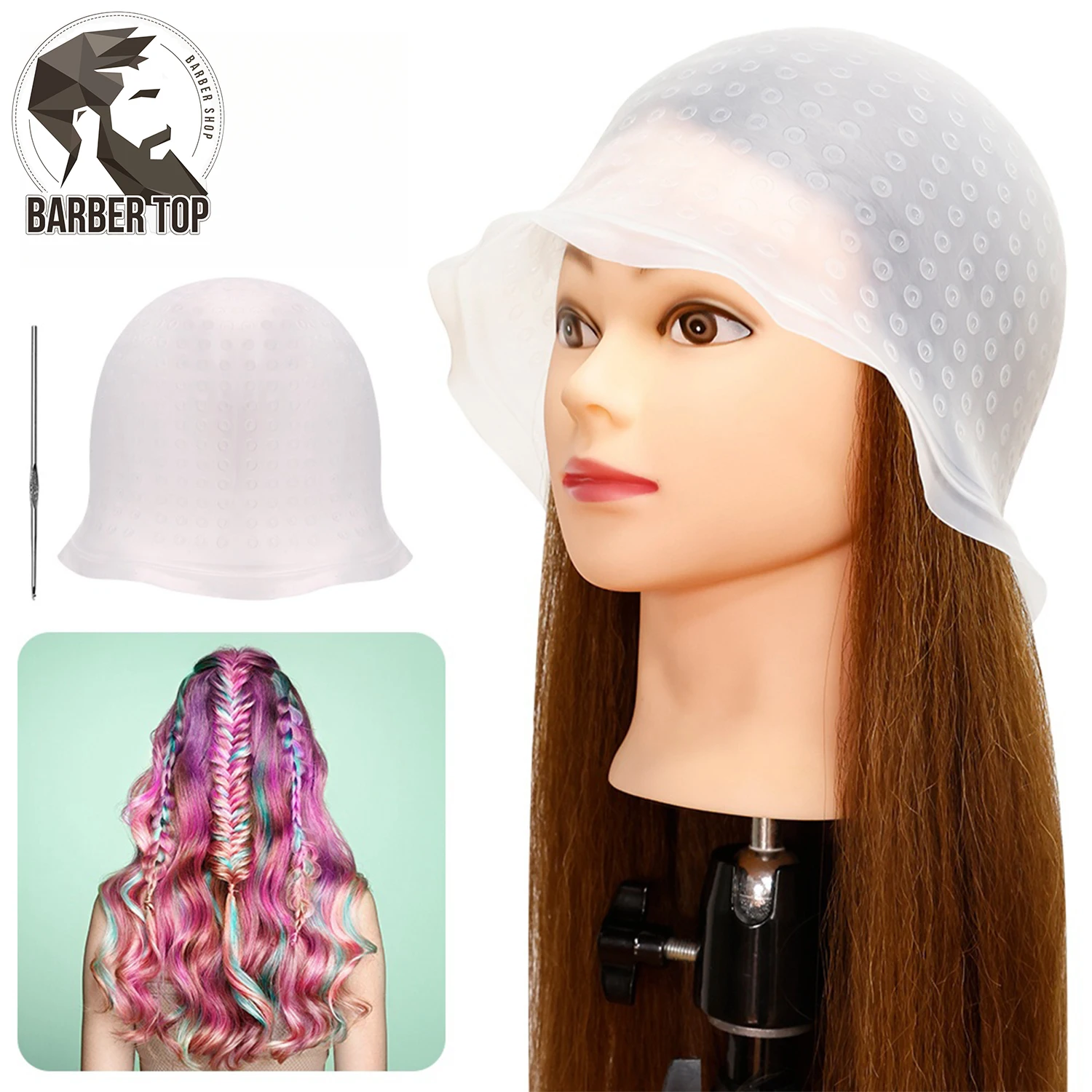 

Reusable Dye Hat Hair Coloring Highlighting Cap Silicone Flexible High Elasticity Folding Hair Dye Hat Salon Beauty Hat