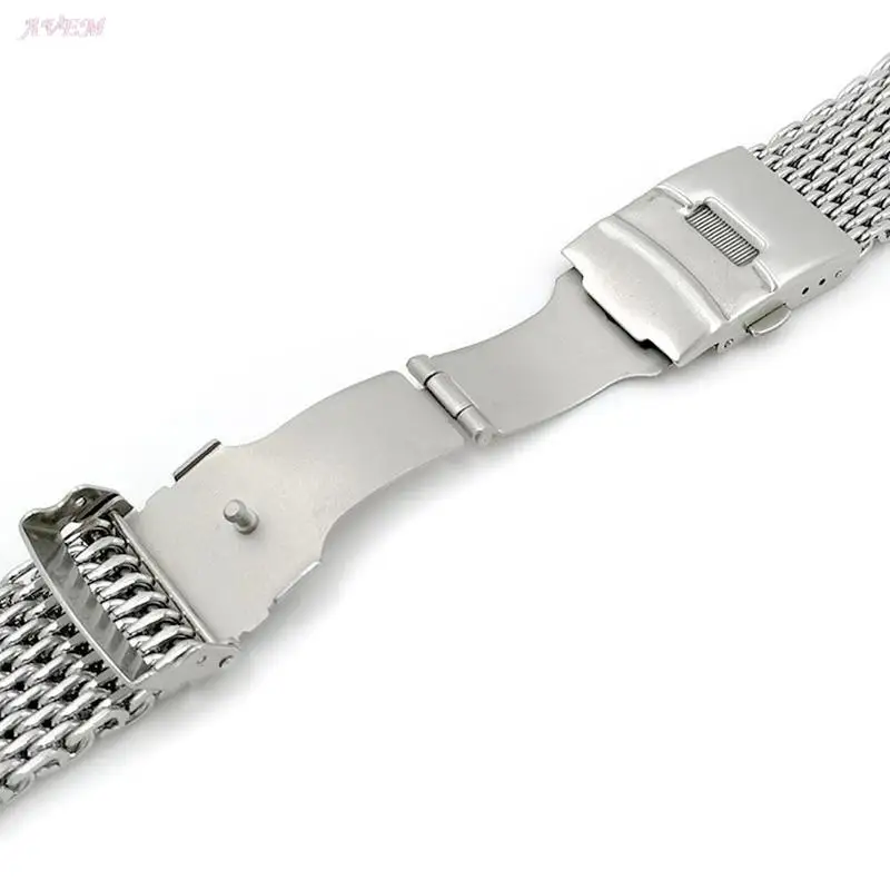 Stainless Steel Mesh Strap 18mm 20mm 22mm 24mm Dive Shark Milanese  Watchband Folding Buckle Rose Gold Wrist Belt Accessories