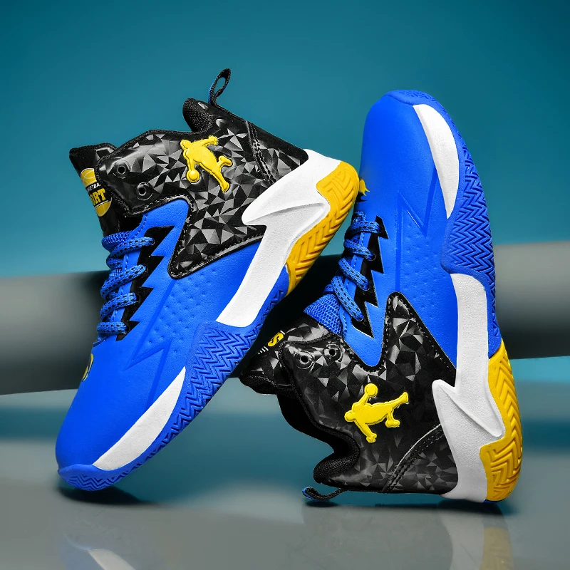 

Fashion Basketball Shoes for Kids High-top Sneakers Children Casual Sports Shoes Ankle-protected Anti-slippery Gym Trainers Boys
