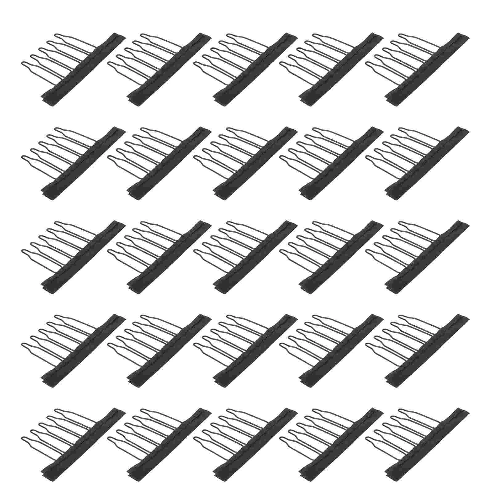 

25 Pcs Teeth Steel Fork Fixing Clips Caps Combs Hair Making Supplies Accessories Cloth Net