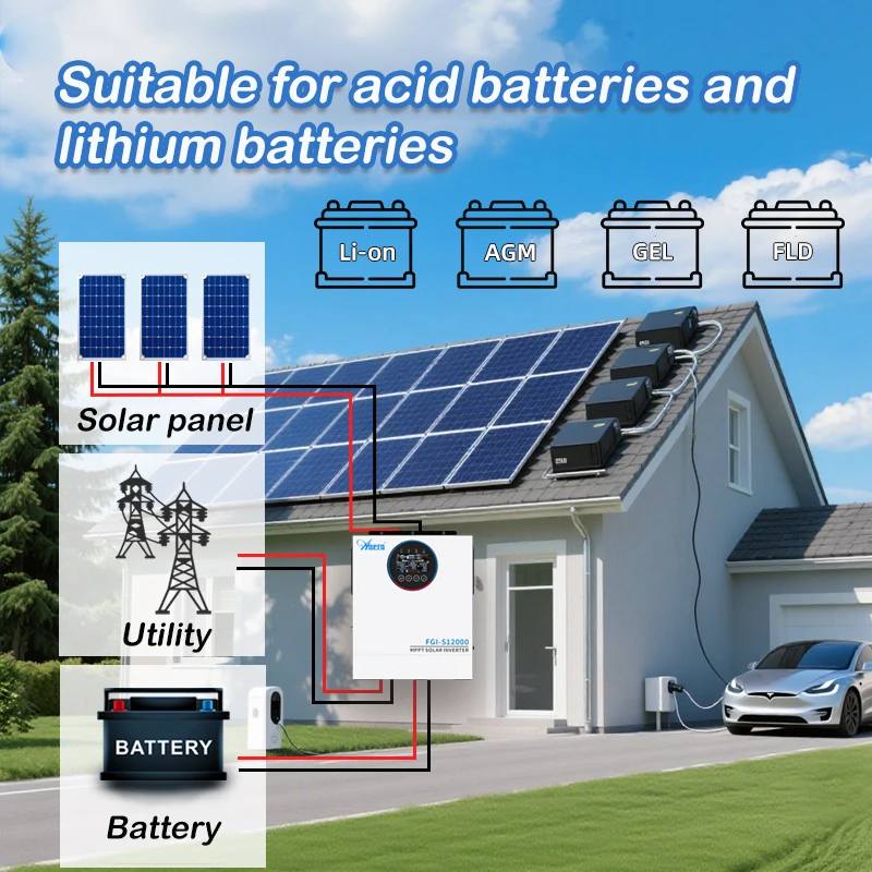 Anern 6.5KW 5KW High Frequency Hybrid Solar Dual AC Output Inverter 160A 24V 48V Pure Sine Wave Off-Grid Inverter For Home