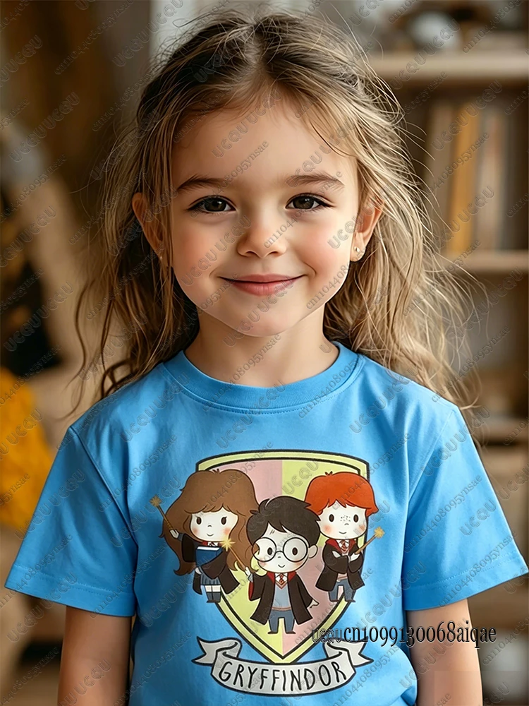 Summer Hot Sale Cartoon Harry Potter Print T-shirt For Kids Comfortable Pure Cotton Sports Tshirts Boys Girls Gifts Kids Clothes view 5