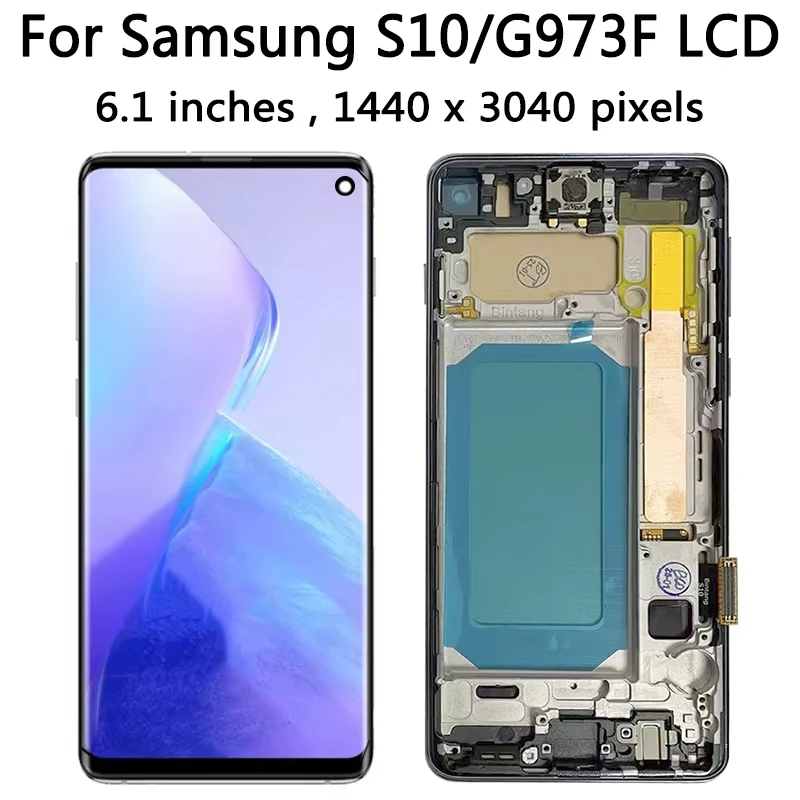 6,1 "calowy dla Samsung S10 G973F/DS G973U G973 SM-G973 LCD z ramką ekran dotykowy Digitizer zgromadzenie dla wyświetlacza SamsungS10 — zdjęcie produktu 3
