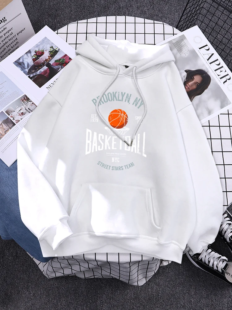 Brooklyn ,Ny Basketball Street Stars Team Hoodies Womens Creativity Pocket Sweatshirt New Fleece Hoody Fashion Woman Clothes