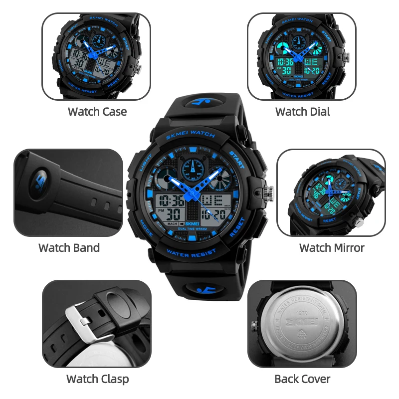 2017 New SKMEI Men Sports Watches Dual Display Digital Quartz Watch Men Waterproof Casual Outdoor Electronic Wrist Watches