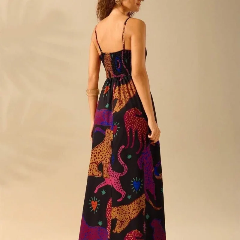 Women's Bohemian Mini A-Line Dress Fashion Sweet Ruffle Sleeveless Square Neck Short Sunshine Floral Print with Lotus Leaf Hem