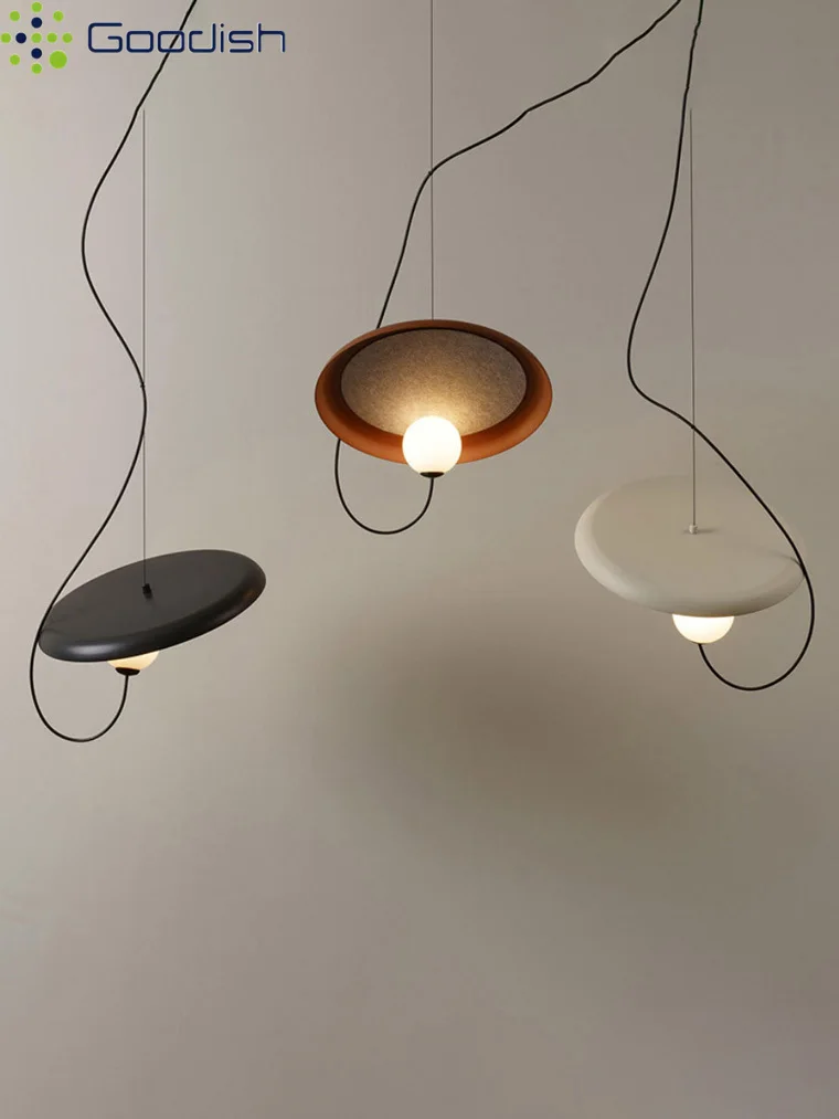 Medieval Bauhaus LED Pendant Light Nordic Disk with Bead Ball Suspension Chandelier for Home Restaurant Decoration