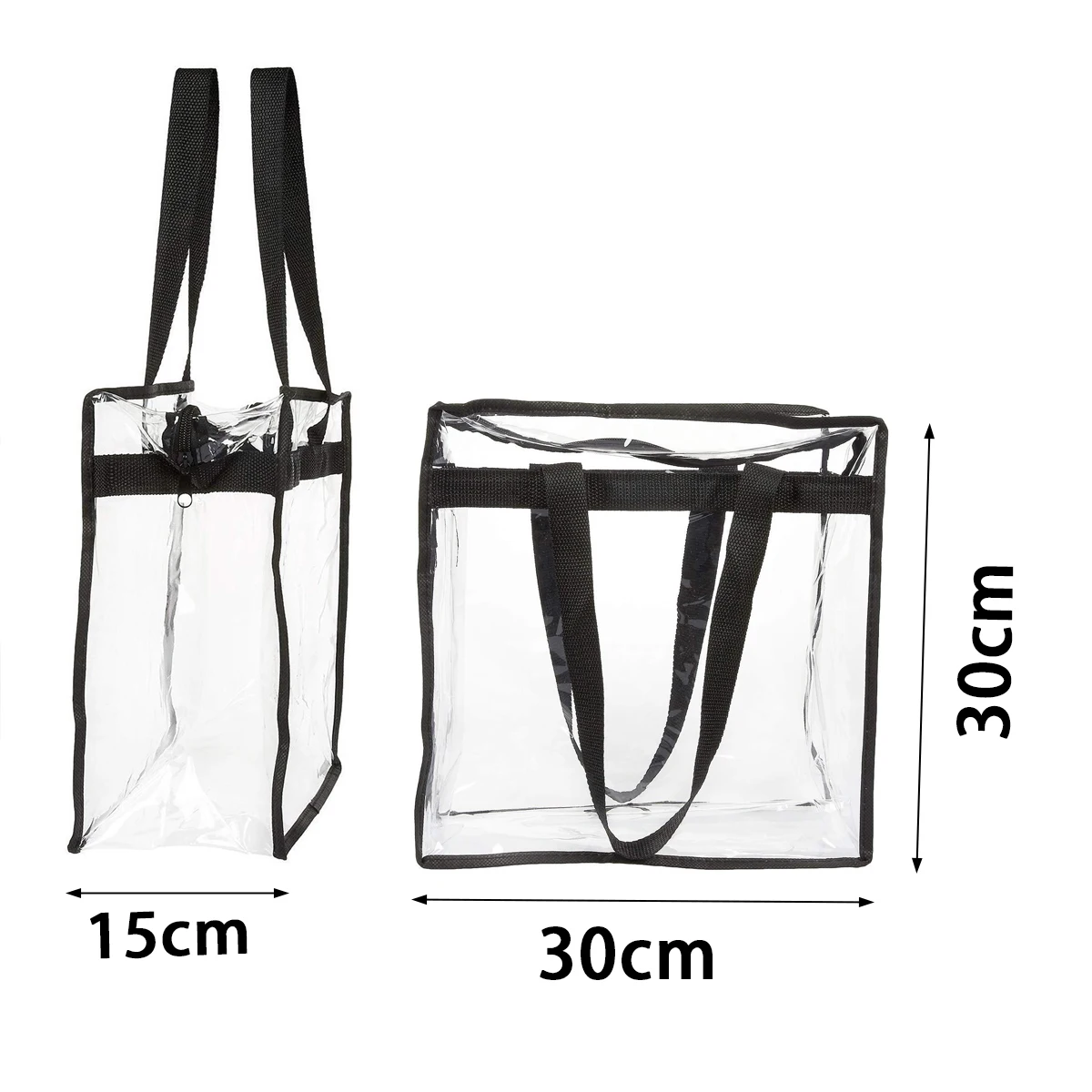 2Pcs Transparent Totes Large Capacity Clear Tote Bags with Zipper Flexible Multipurpose PVC for Swim Storage Shopping Waterproof