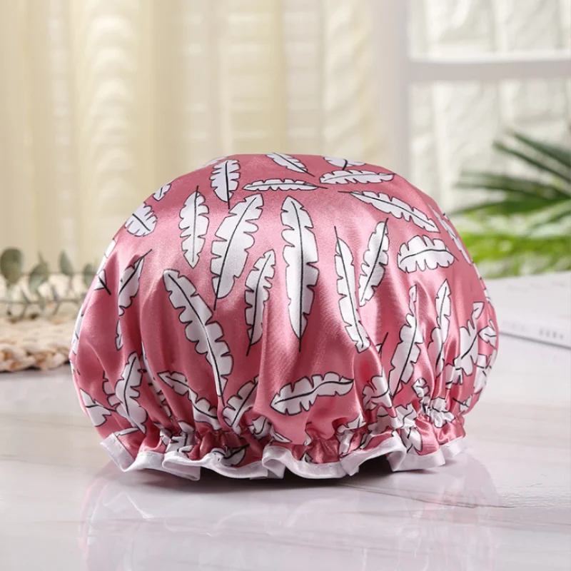 Thick 1Pcs Waterproof Bath Hat Double Layer Shower Hair Cover Women Supplies Shower Cap Bathroom Accessories