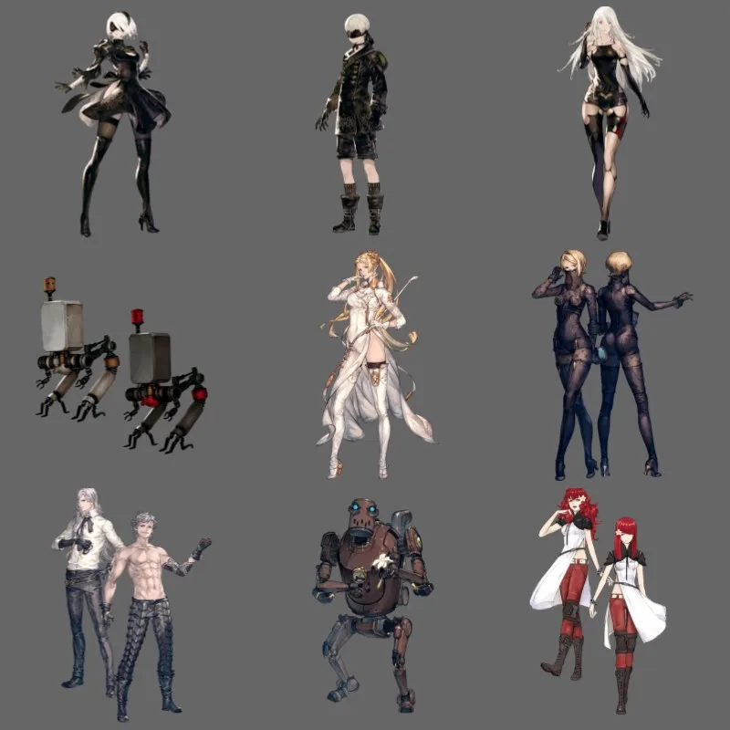 NieR:Automata Cartoon Game Character Acrylic Stand With Base Two‑Side Printed Desktop Collectible Ornament Keychain