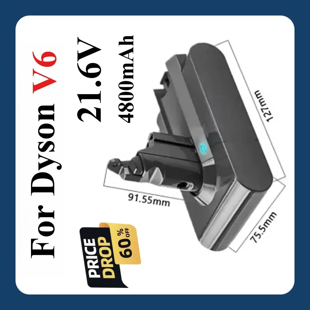 

4.8Ah 21.6V Vacuum Cleaner Battery & filter For Dyson V6 Battery DC62 DC59 DC58 SV03 SV04 SV09 Animal Motorhead V6 Absolute V6