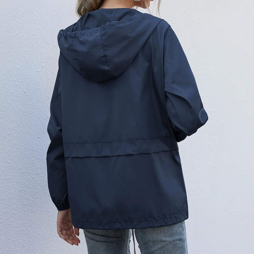 Women Solid Rain Jacket 2026 Outdoor Hiking Hoodie Waterproof WindProof Long Coat Femme Warm Outwear Women Clothing Windbreaker view 4