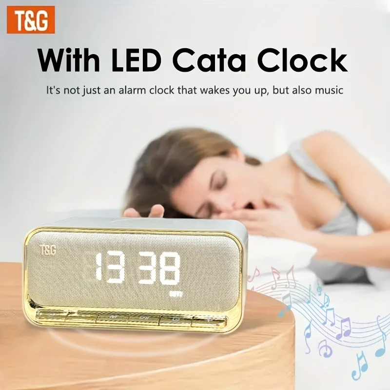 TG461 kabelloser Lautsprecher, unterstützt Uhr- und Weckerfunktionen, 3600mAh, LED-Display Digitaluhr. – Detail 4