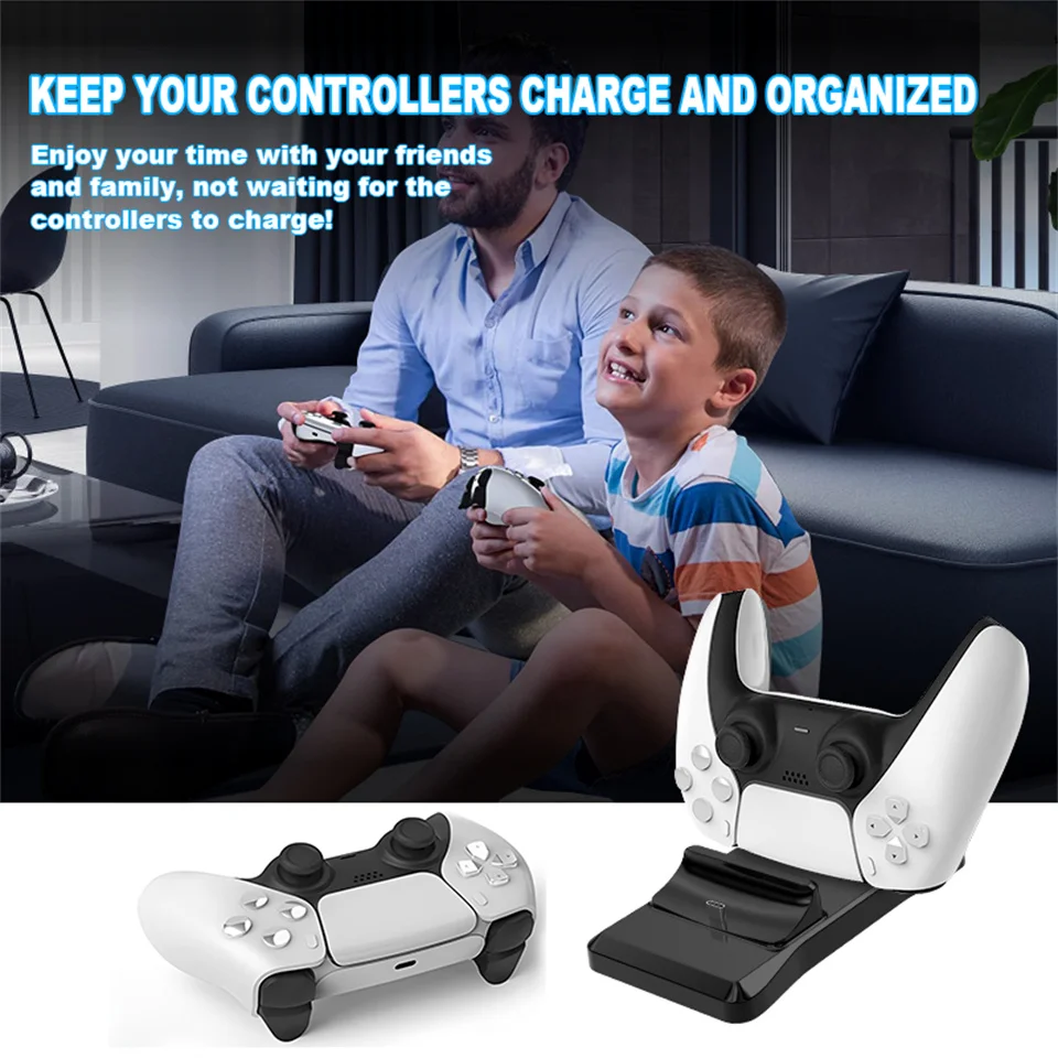 GAMINJA Charger For PlayStation5 Wireless Controller Type-C USB Dual Fast Charging Dock Station For PS5 Joystick Gamepads