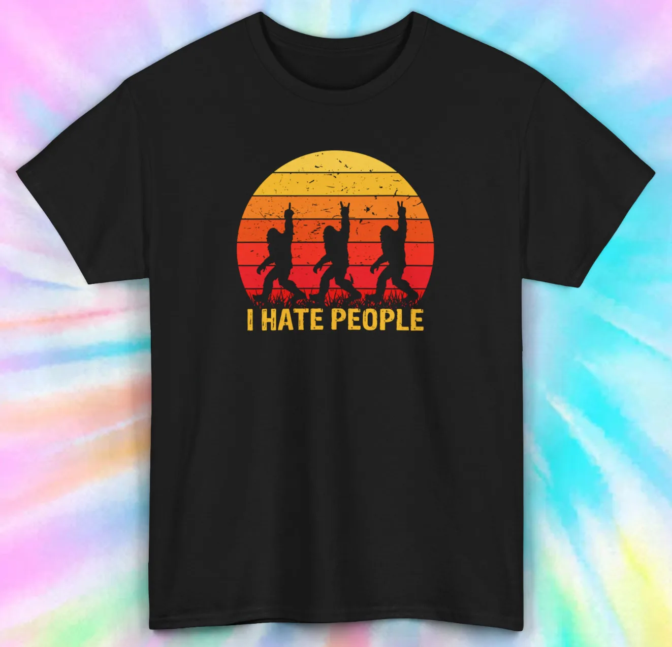 

Bigfoot Silhouette Sunset Tee | I Hate People | Outdoor Enthusiast | S-5XL