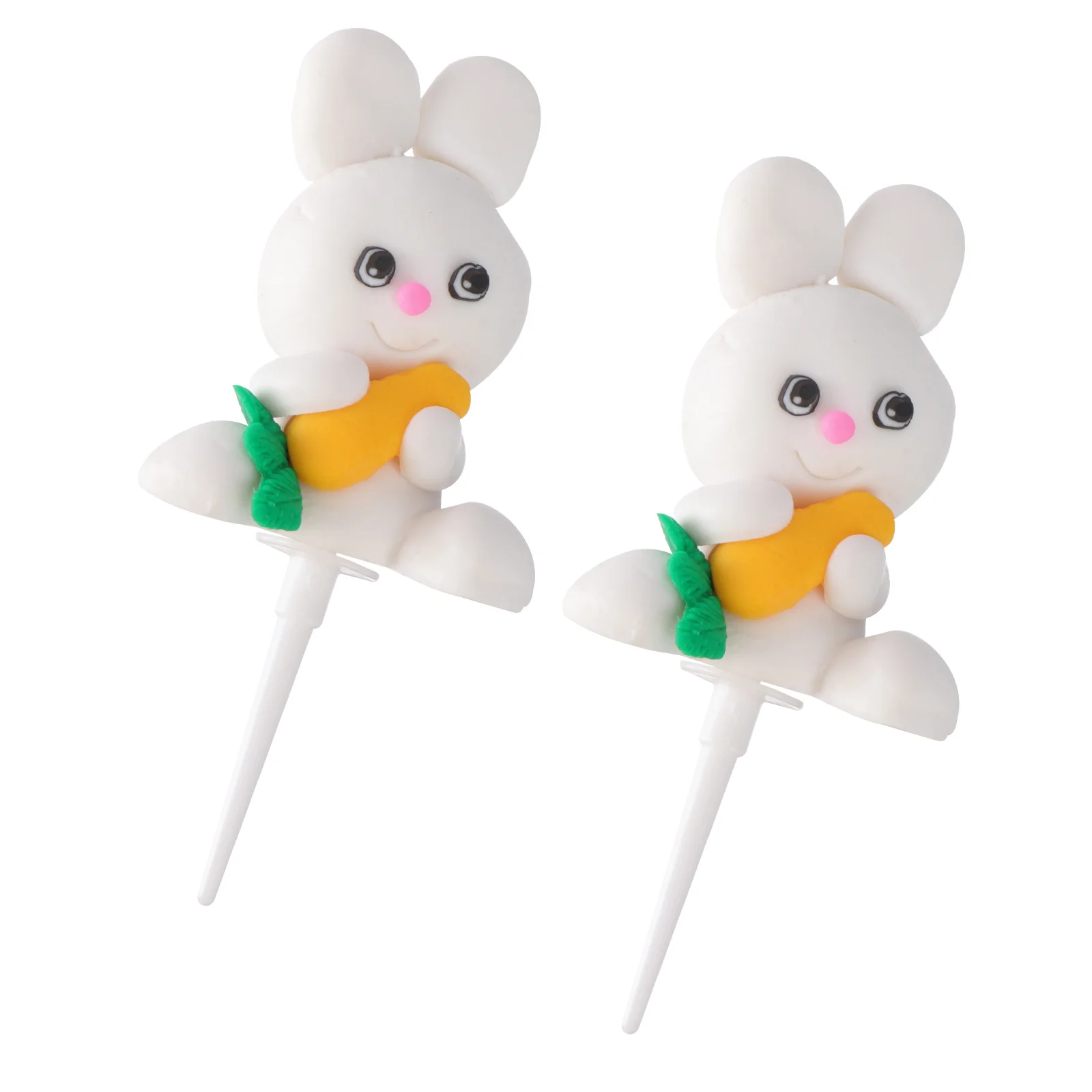 

2 Pcs Birthday Cake Picks Decoration Dessert Ornament Ornaments Carrot Bunny Topper