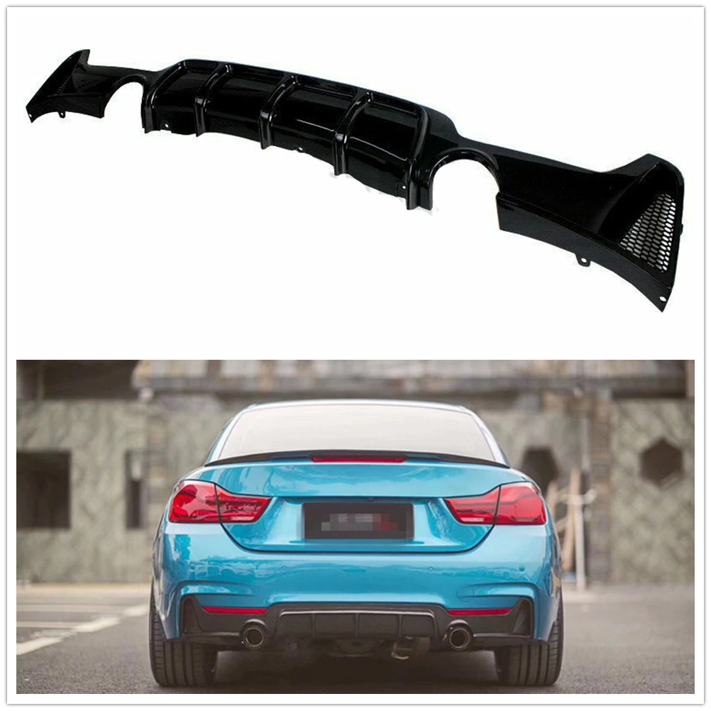 

For BMW 4 Series F32 F33 F36 M Sport 2014-2020 428i 430i 435i Rear Bumper Diffuser Lip Boot Gloss Black Splitter Spoiler Plate