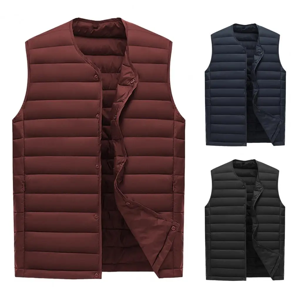 Men Down Vest Man Clothing Ultra Light Down Waistcoat Portable Padded Sleeveless Coat Man Winter Round Collar Warm Liner Jackets