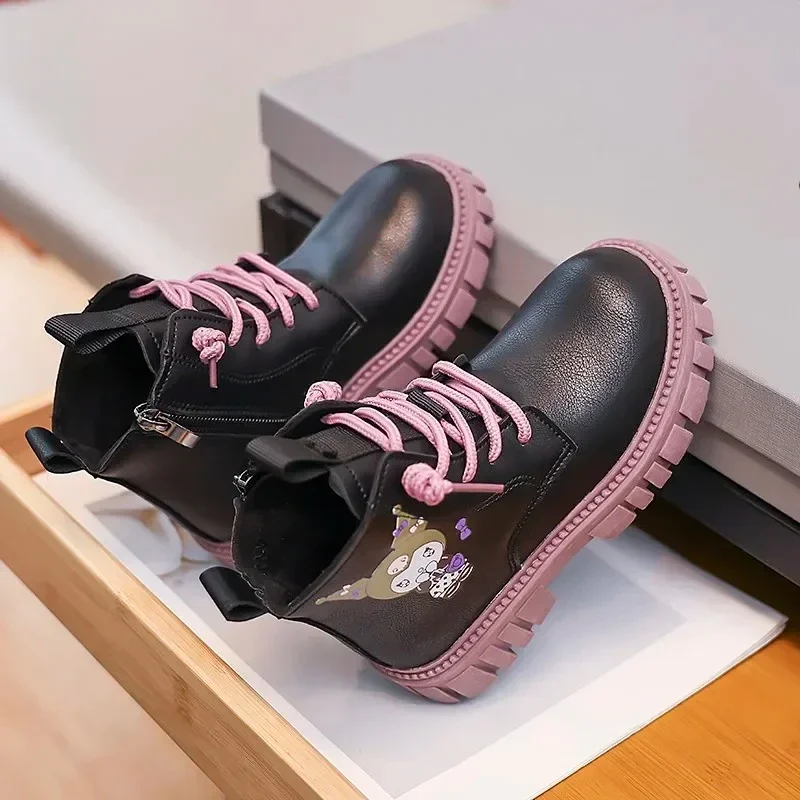 الكرتون سانريو كورومي الفتاة حذاء بوت بطول الكاحل لطيف الأميرة موضة الأطفال الأحذية الجلدية غير رسمية تنوعا الاطفال أحذية بوت قصيرة عدم الانزلاق