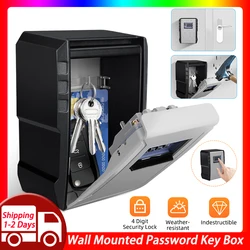 Wall Mount Key Lock Box 4 Digit Password Code Security Lock No Key for Home Office Key Safe Secret Storage Box Organizer