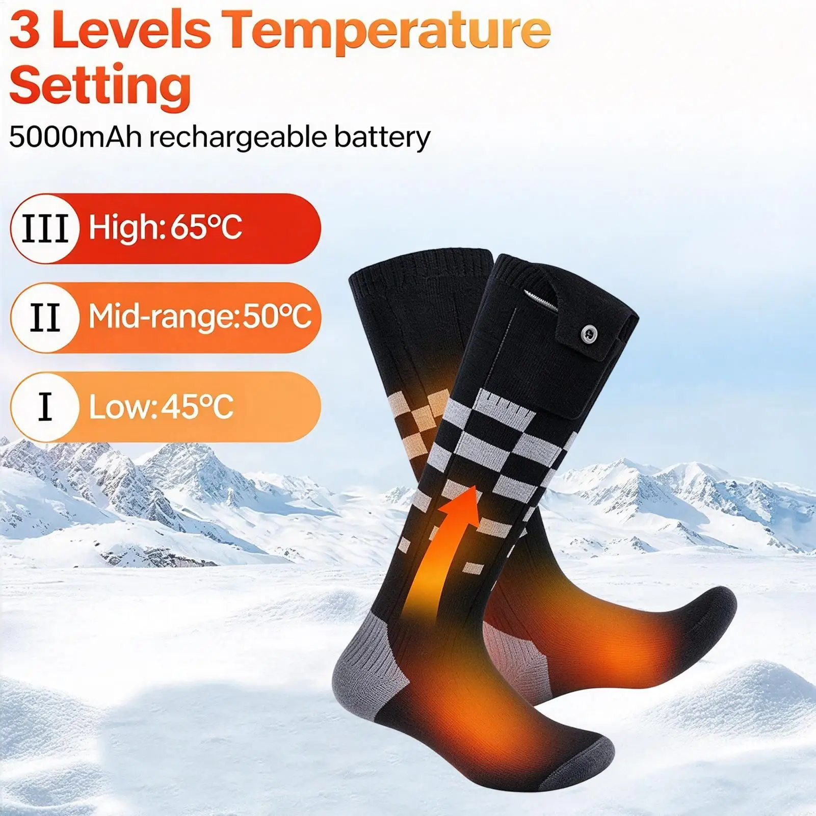 Heated Socks for Men 5000 mAh Foot Warmer with APP Control Womens Heated Socks for Adults Winter Outdoor Hiking Camping Cold