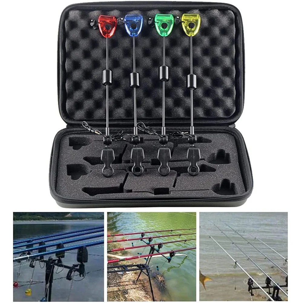 

4Pcs Fishing Swingers Set Fishing Bite Alarm Indicators Led Illuminated Swinger Carp Fishing Accessories-ABWY