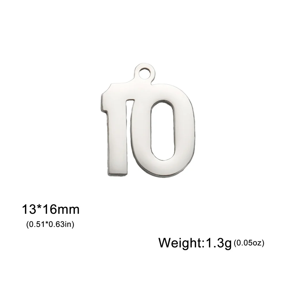 My Shape 1-25 Numbers Charms Stainless Steel Lucky Number Pendant for Necklace Bracelet Jewelry DIY Accessories Wholesale 10pcs