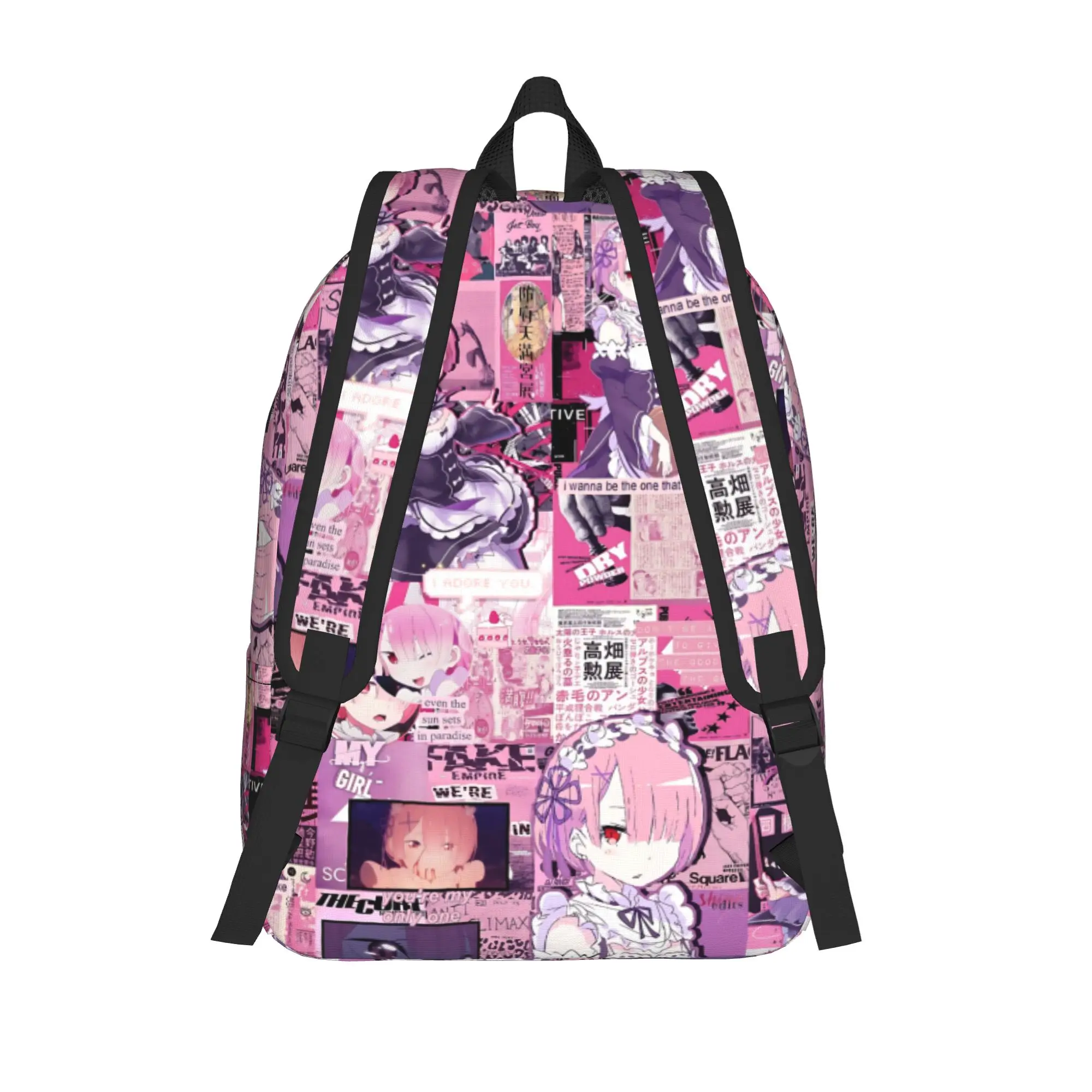 Fashion Re ZERO Anime Backpack Ram lockscreen Mochilas Harajuku Design Outdoor Zipper Closure Rucksack