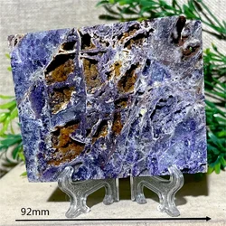 Druzy Sphalerite Slab Slice Crystal Natural Stone Quartz Purple Reiki Minerals Healing Gemstones Stripe Home Decoration+Stand