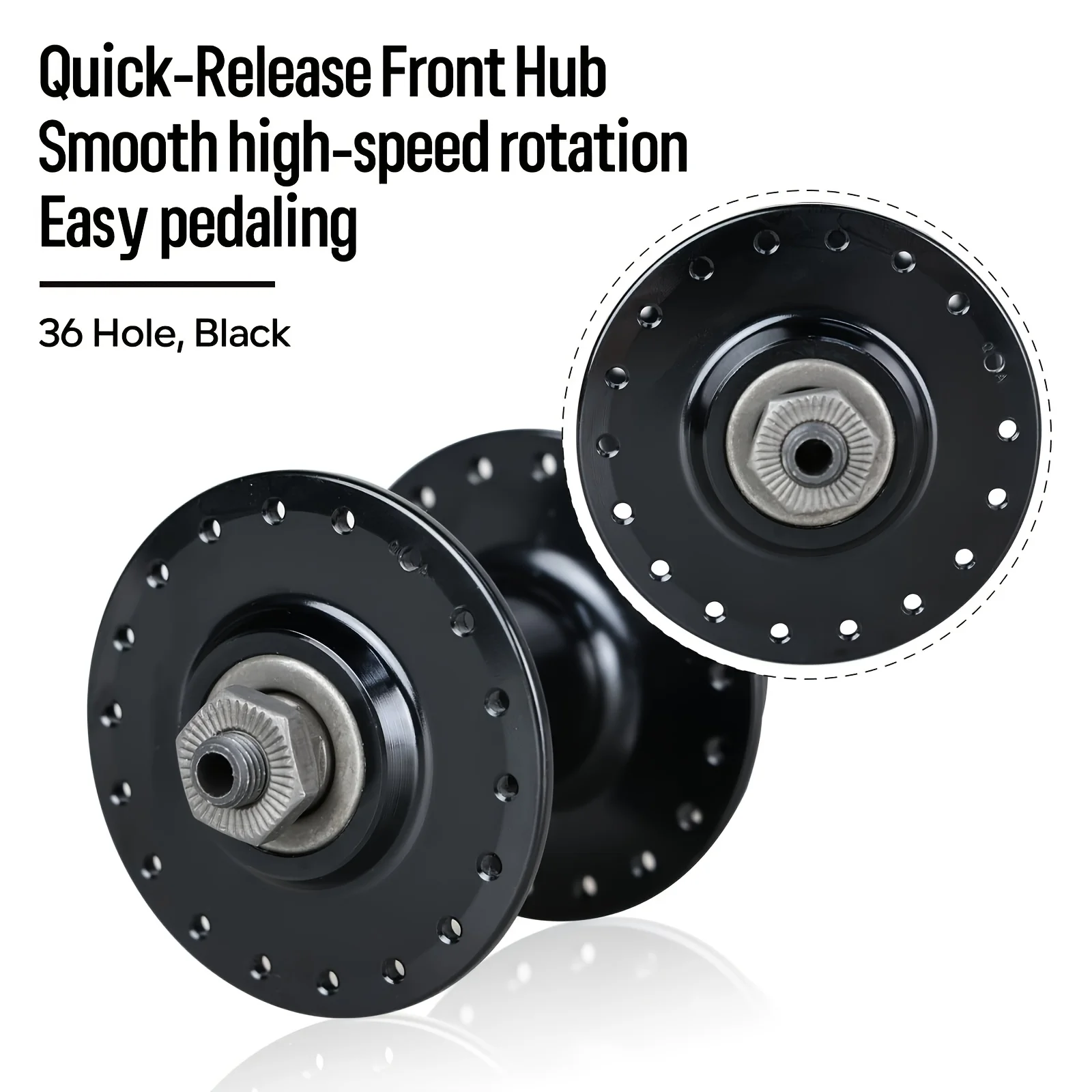 Electric Bicycle Quick‑Release Front Hub 36 Holes 100mm Spacing Black Alloy Smooth Rotation Wheel Hub for E‑Bike Replacement