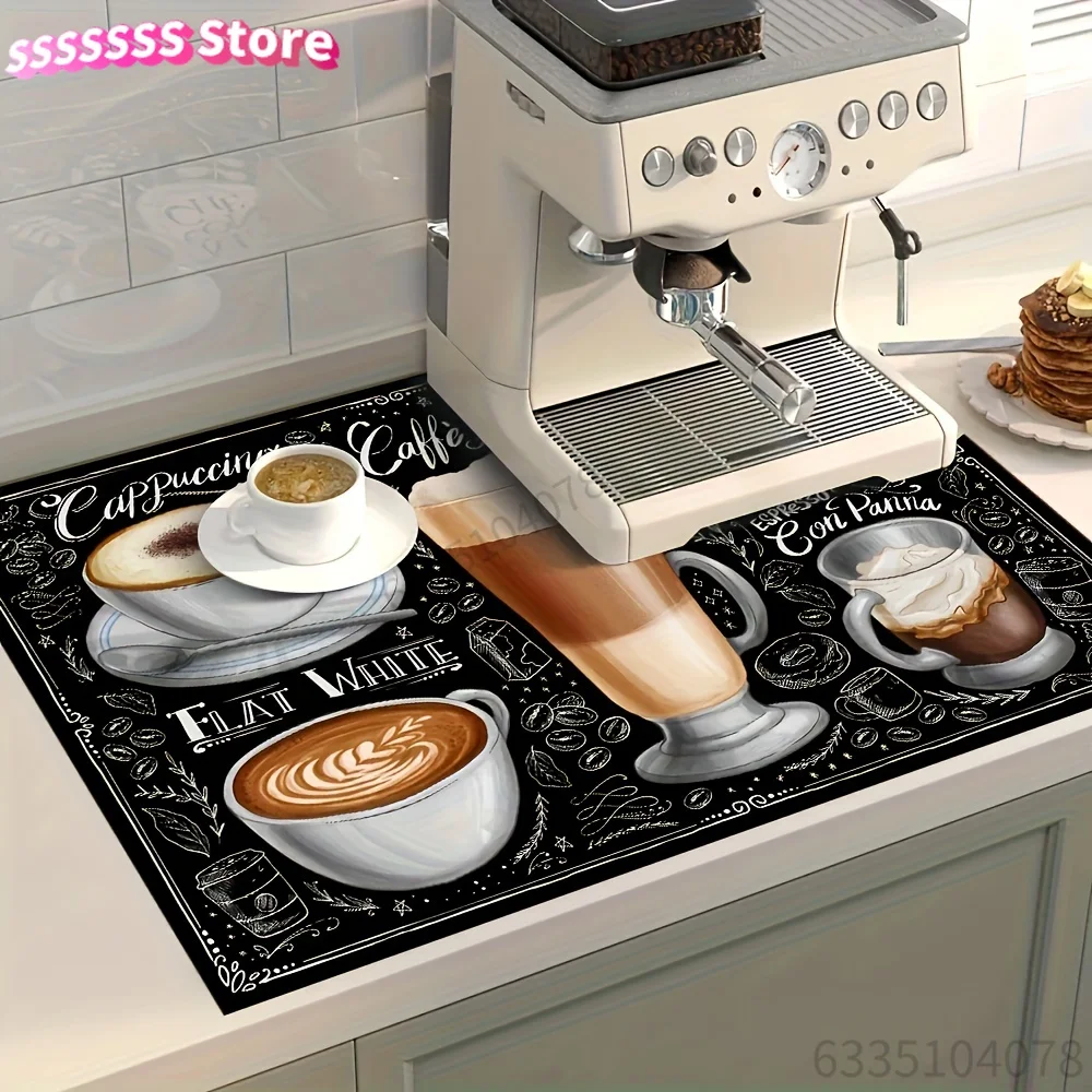 An Abstract Art Style Coffee Cup Themed Mat, Suitable for Coffee Machines And Coffee Pots, Bar Mats, And Bar Additions. Perfect