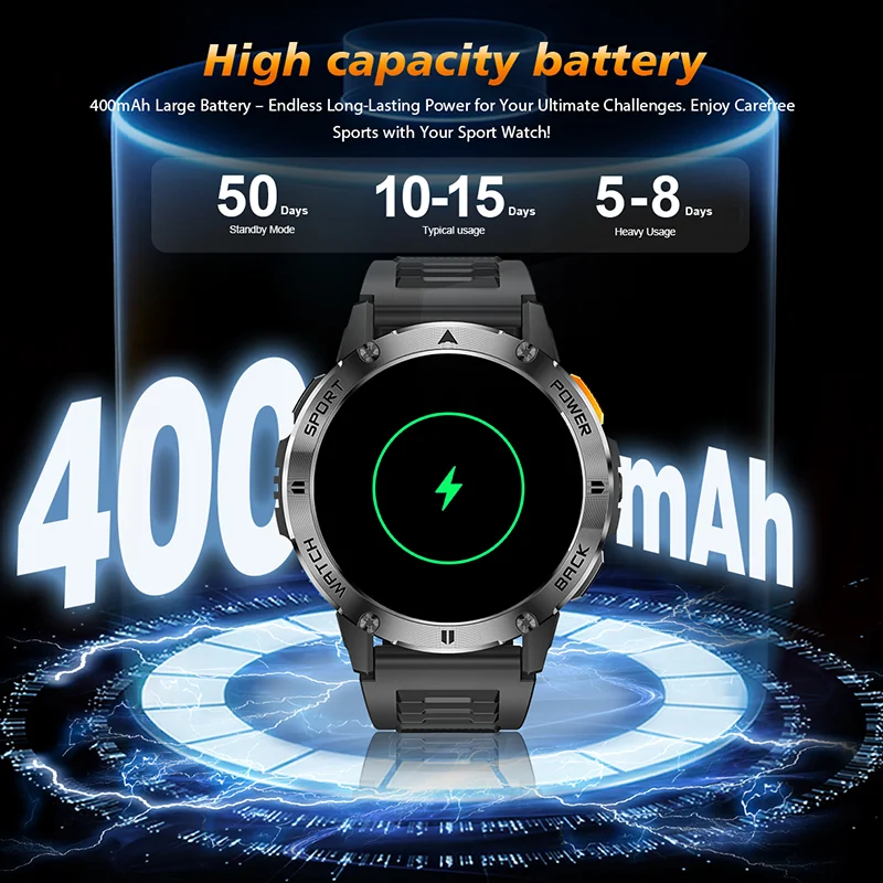 2025 New Outdoor Flashlight Compass SmartWatch BluetoothCall HealthMonitoring Sports Fitness SmartWatch Suitable for Android IOS