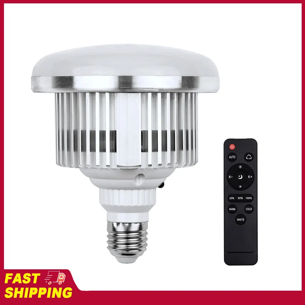 Andoer 3000K-6500K Photography Lamp Bulb Energy-saving E27 Mount Remote Control 85W LED Light Bulb for Photography Studio Home