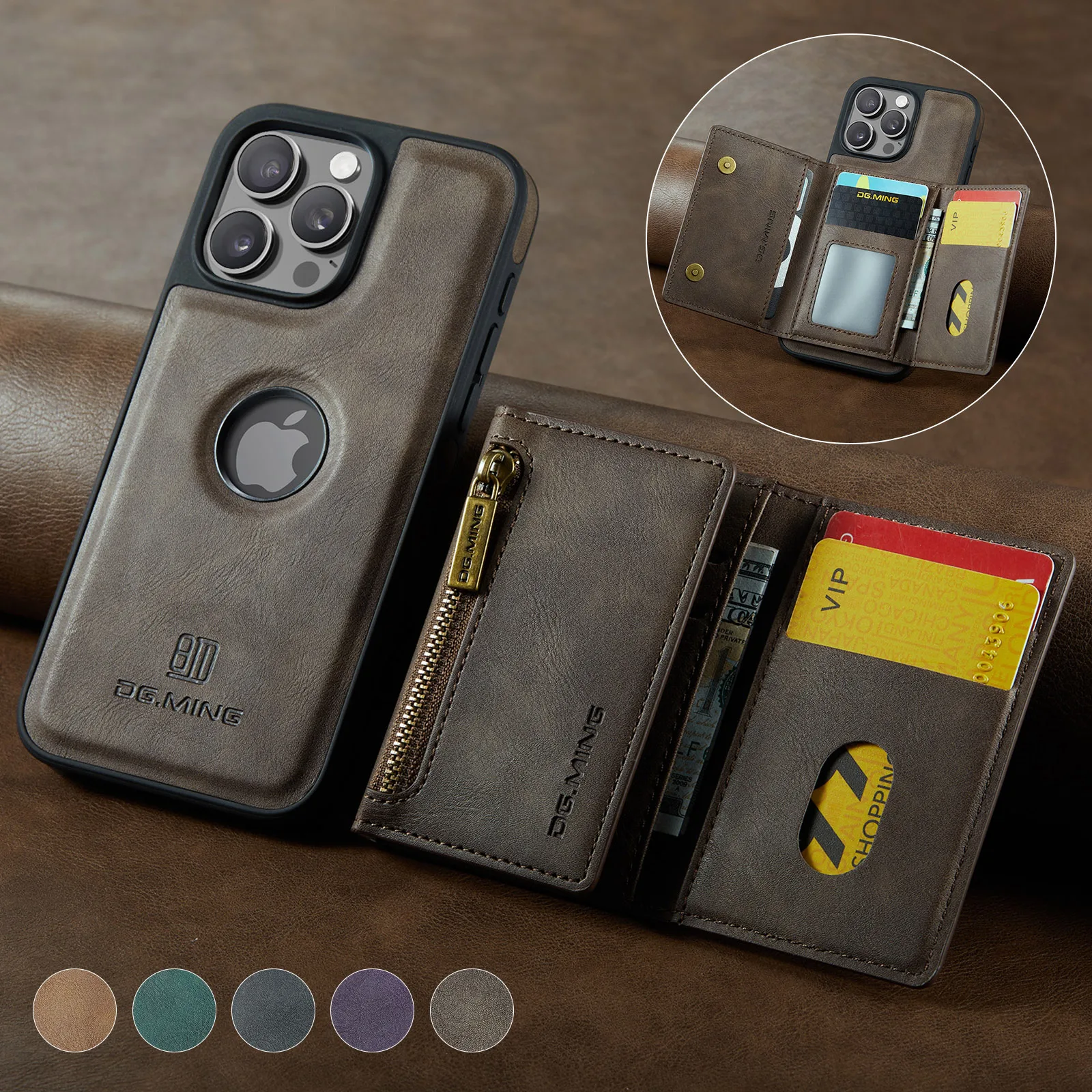 Luxus Marke 2-in-1 Leder Brieftasche Telefon Fall Stehen Für Magsafe iPhone 17 Air 16 15 14 Plus 13 12 11 Pro Max Magnetische Karte Abdeckung
