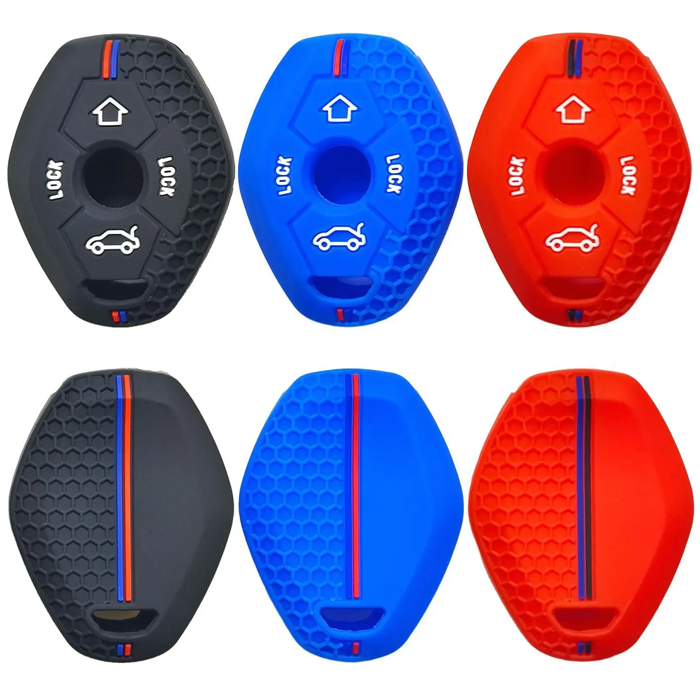 Applicable to BMW Old Models X3, X5, Z3, Z5 Series E38, E46, E39, E83 - Straight Beaded Silicone Keycase (Two-tone Edition)