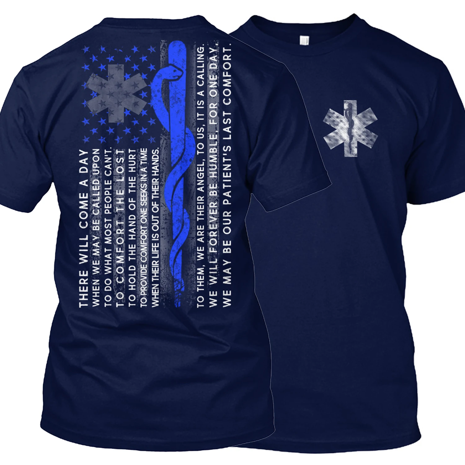 

Star of Life America Flag EMT Oath Medical Paramedic T Shirt New 100% Cotton Short Sleeve O-Neck T-shirt Casual Unisex Top