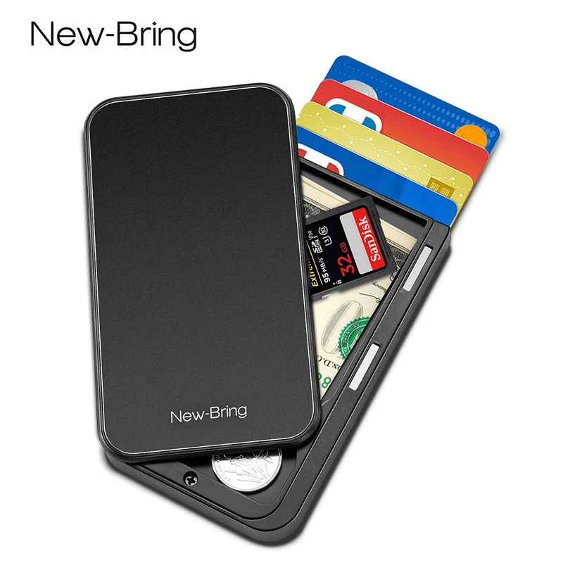 1PC New Metal Card Case Carbon Fiber Ultra-thin Card Holder Anti-theft Magnetic Suction Automatic Displacement Card Box